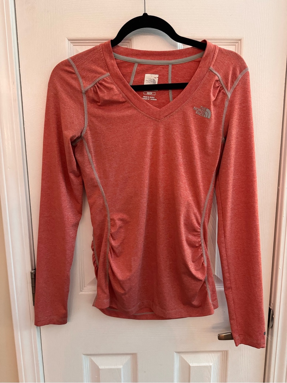 THE NORTH FACE Womens Long Sleeve Orange Athletic Top Ruched Sides XS